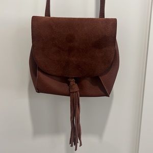 Maroon tassel crossbody purse